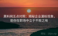 黑料网五点对照:揭秘企业漏标现象,助你在职场中立于不败之地